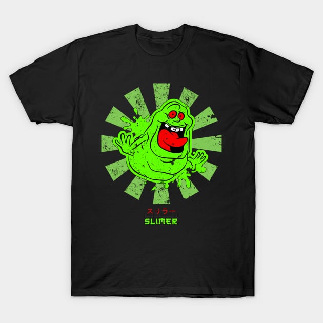 Slimer Retro Japanese Ghostbusters T-Shirt by Nova5